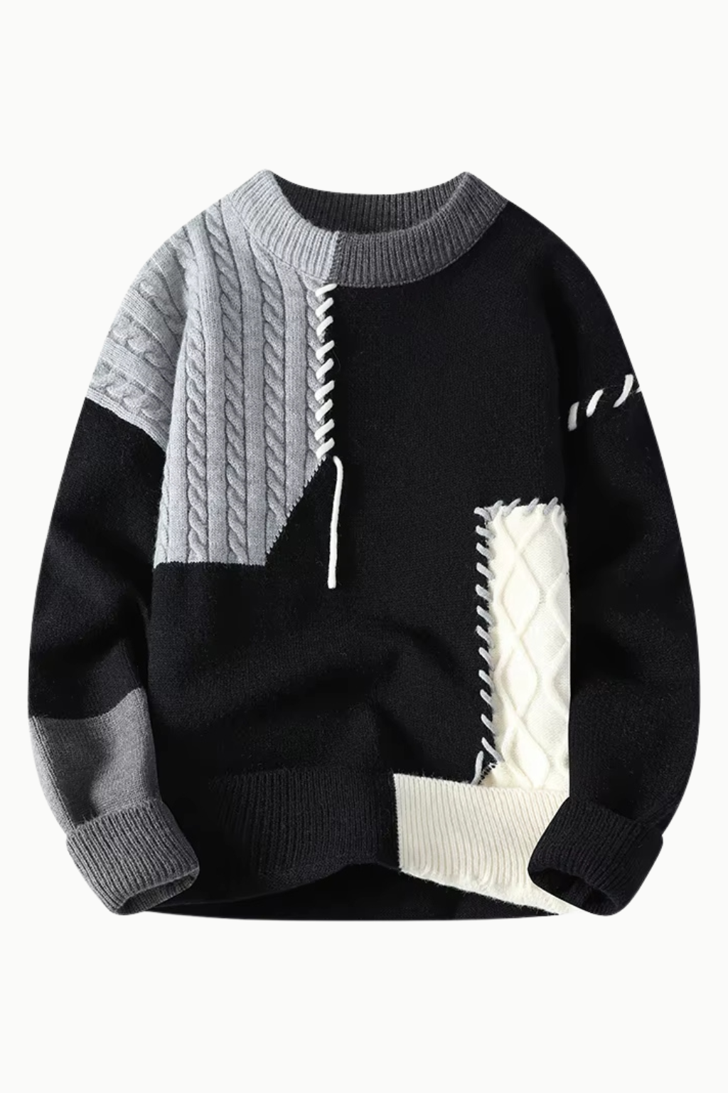 Mikkel™ | Patchwork strikkegenser