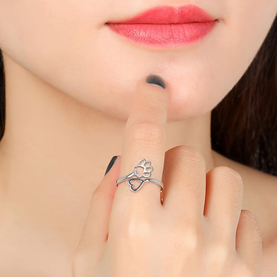 Descel | Pote & Hjerte Ring i Sterling Sølv