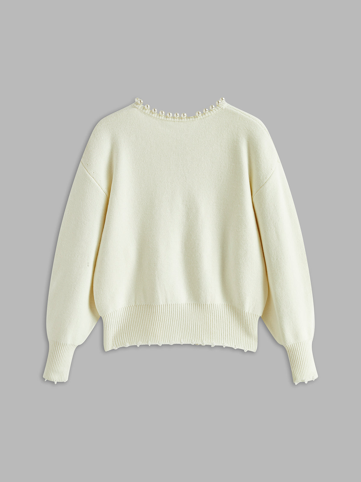 Gunhild™ | Cardigan med perlekant og frynset fald