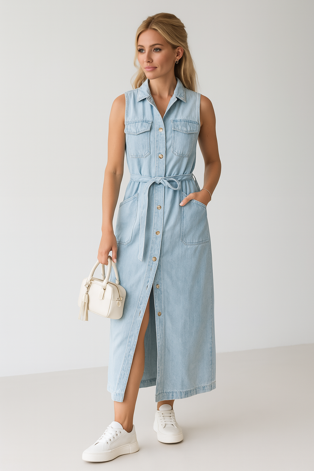 Eva™ | Ermeløs denimkjole