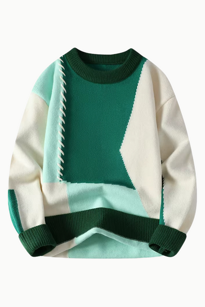 Mikkel™ | Patchwork strikkegenser