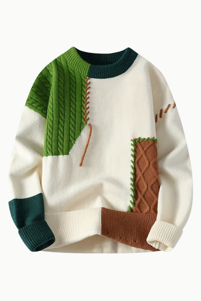 Mikkel™ | Patchwork strikkegenser