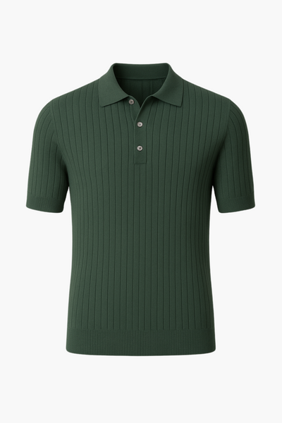 Jonas™ | Strikket poloskjorte med korte ermer